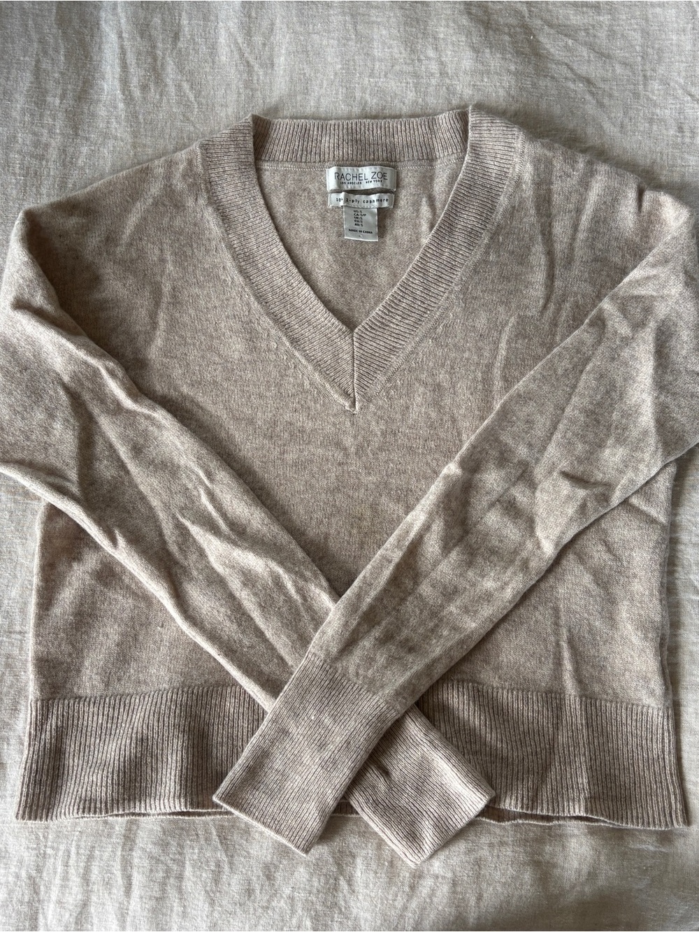 Rachel Zoe Women’s V-Neck Cashmere Blend Sweater in Light Taupe